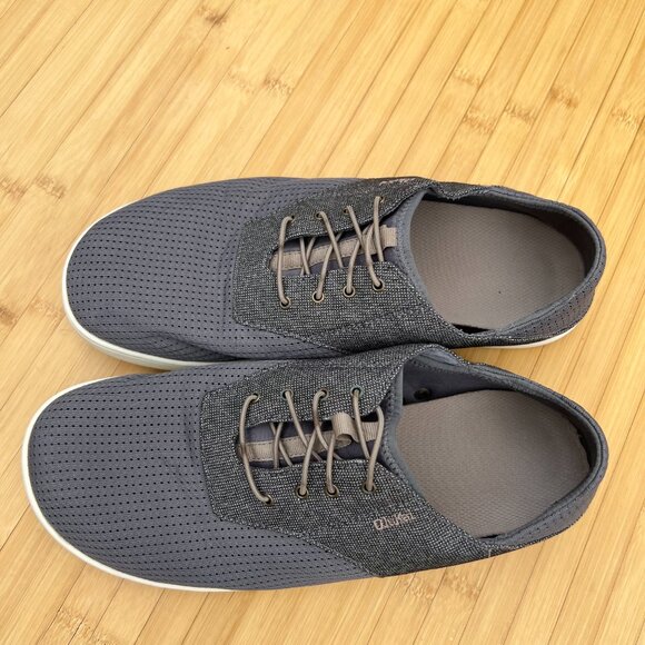 OluKai‎ Men's Nohea Moku Grey sneakers with drop heel grey perforated front 44.5 - Picture 11 of 12